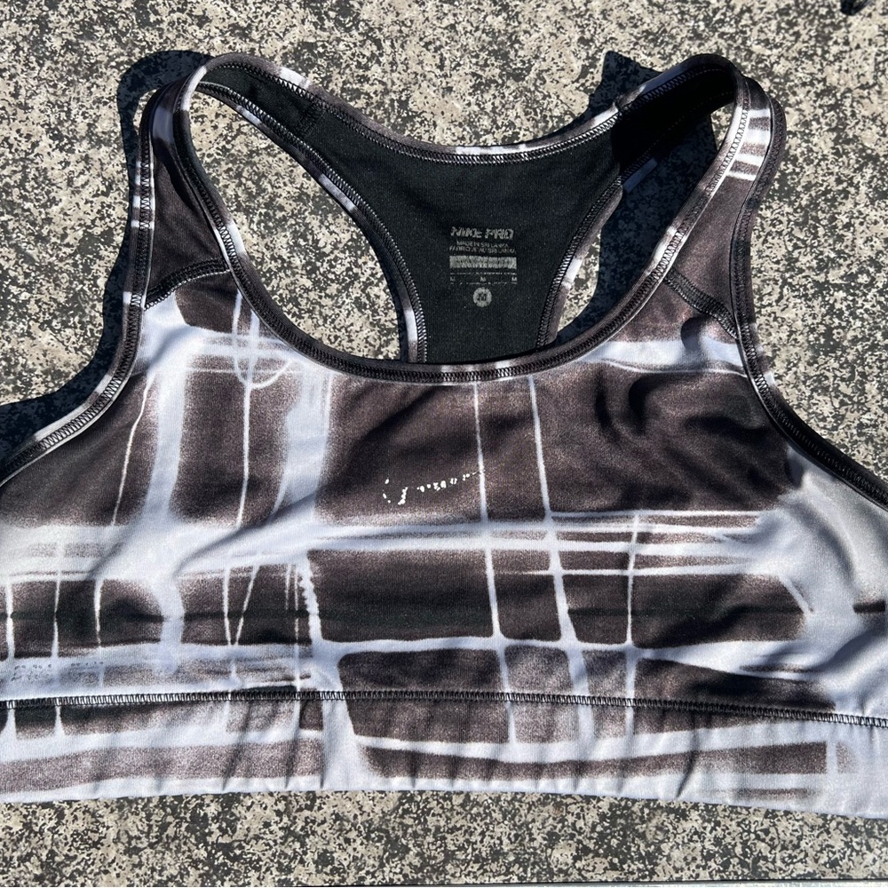 Nike Black and White Tie Dye Sports Bra